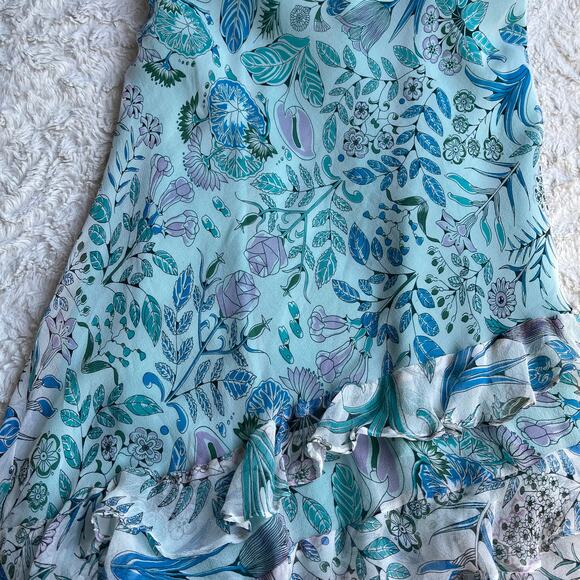 ICE silk floral fairy slip dress rosette straps ruffle asymmetrical vintage Y2K - Picture 11 of 16